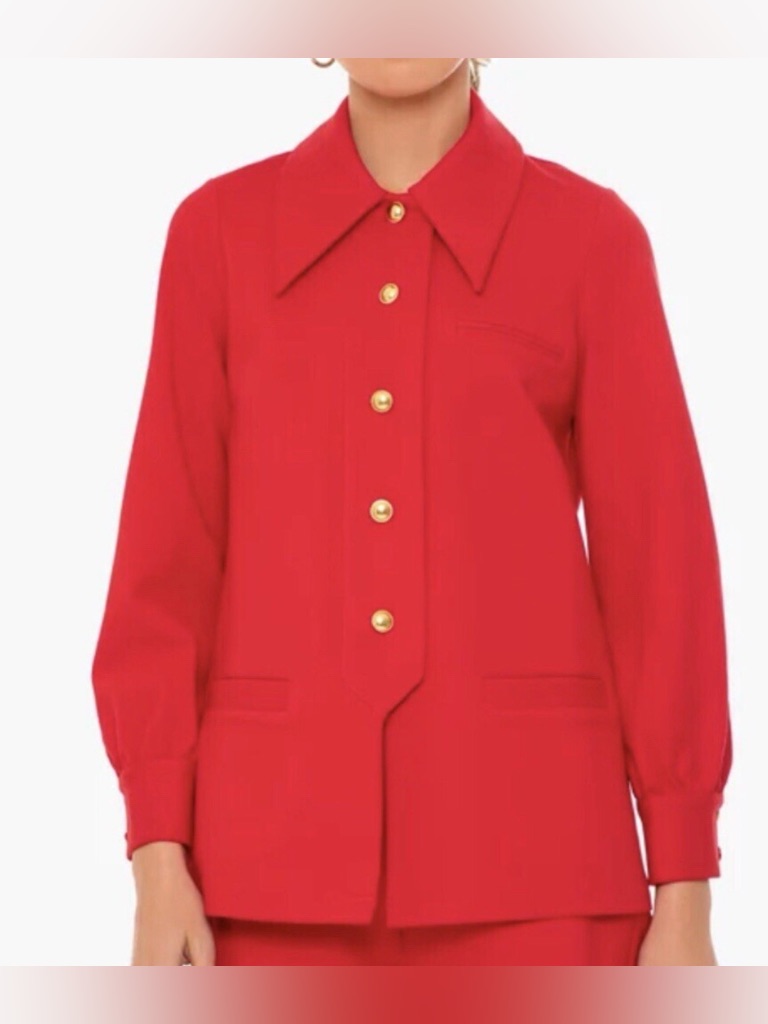 Tuckernuck Women's Red Button-Front Jacket With Gold Buttons